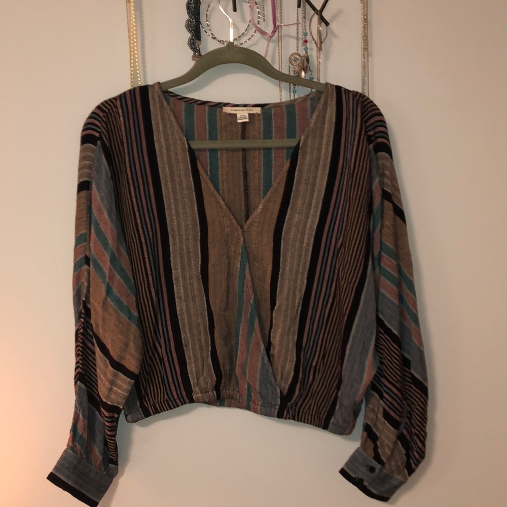American Eagle Striped Flow Blouse
